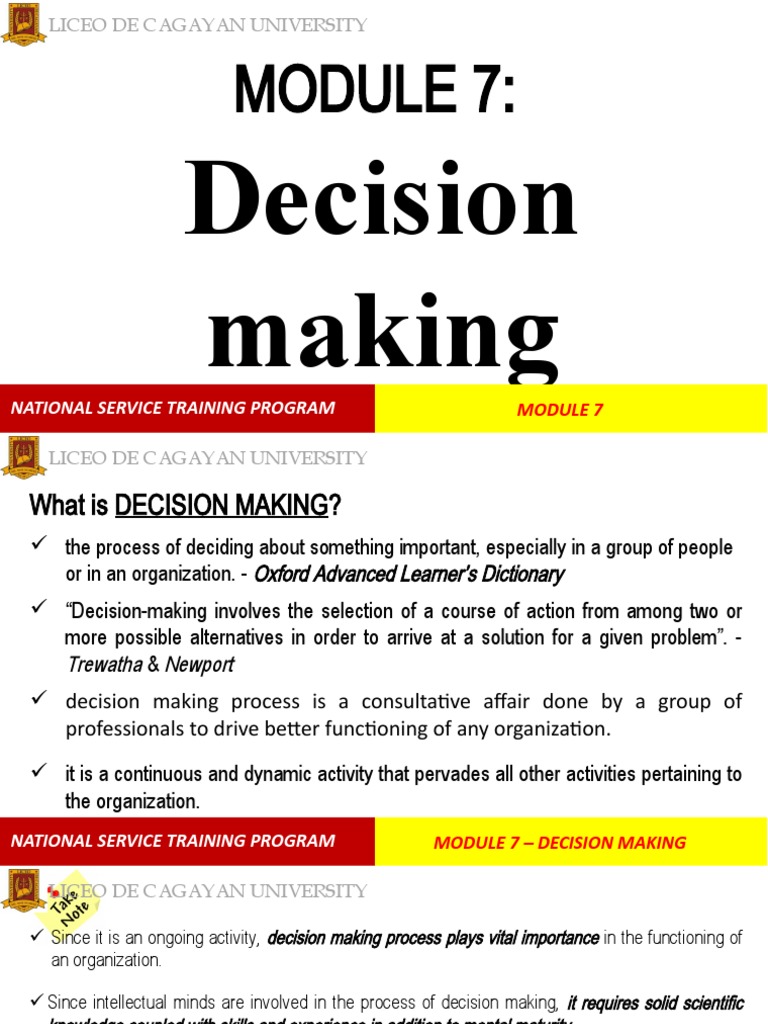 Decision Making Process in Organizations | PDF | Decision Making ...