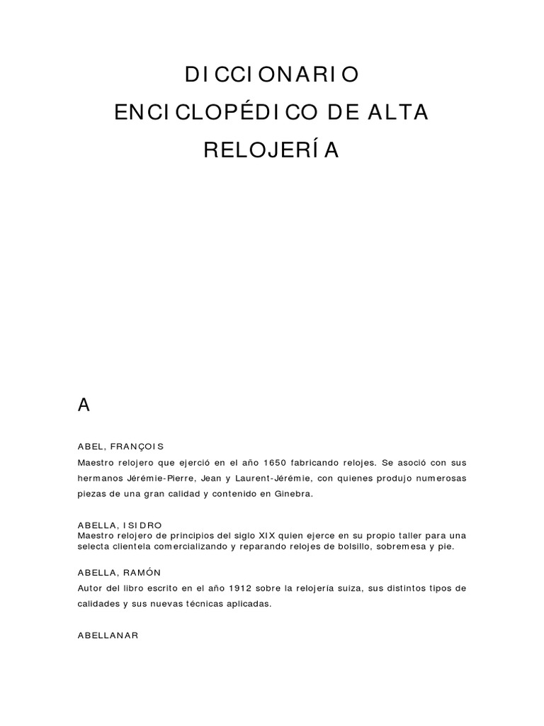Diccionario Relojes1 | PDF | Reloj | Acero
