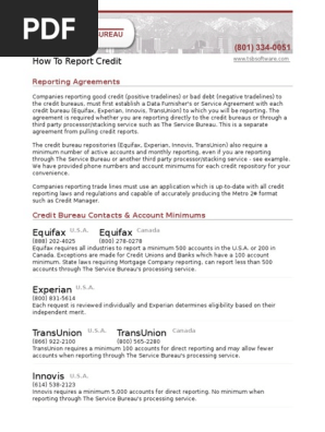 How To Report Credit: Equifax Equifax | PDF | Credit Bureau | Credit