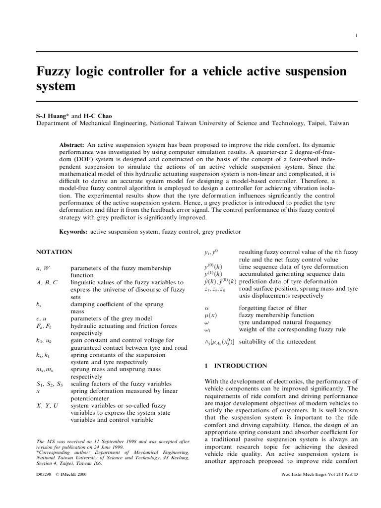 Fuzzy Logic Controller For Vehicle Active Suspension System PDF