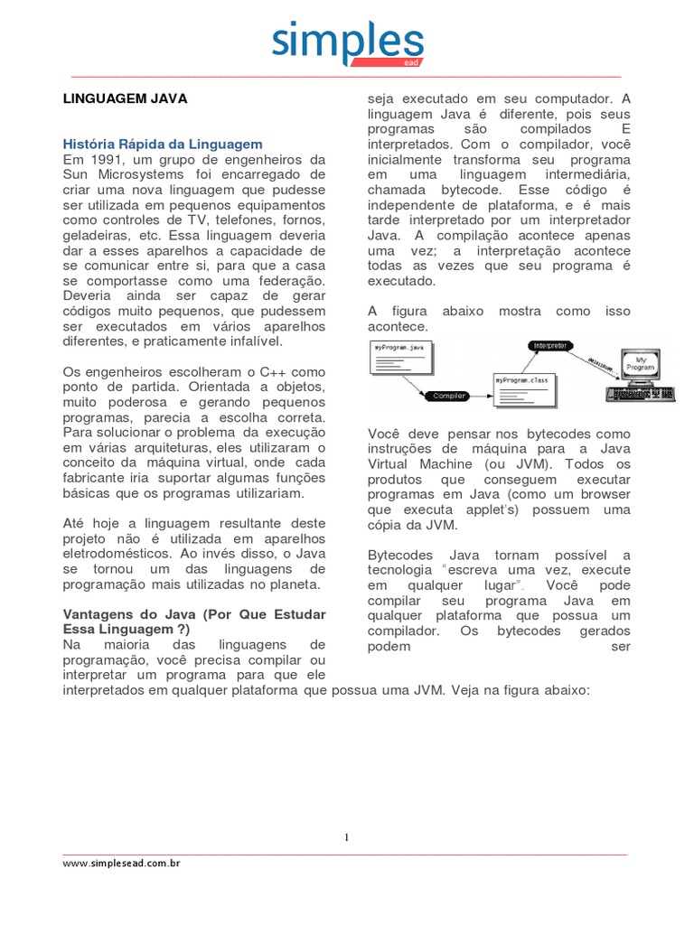 Apostila Do Curso Linguagem Java | PDF | Java (linguagem de programação ...