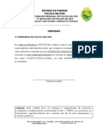 Estado Do Paraná Polícia Militar: 6º Comando Regional de Polícia Militar 17º Batalhão de Polícia Militar