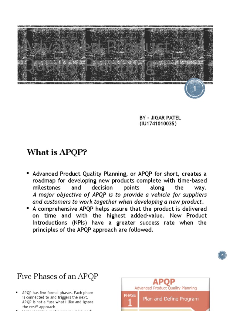 Advanced Product Quality Planning Overview | PDF | Reliability ...