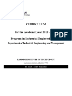 Curriculum For The Academic Year 2018 - 2019 Program in Industrial Engineering (MIE)