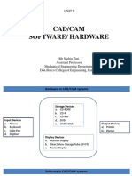 Cad/Cam Software/ Hardware: Unit I