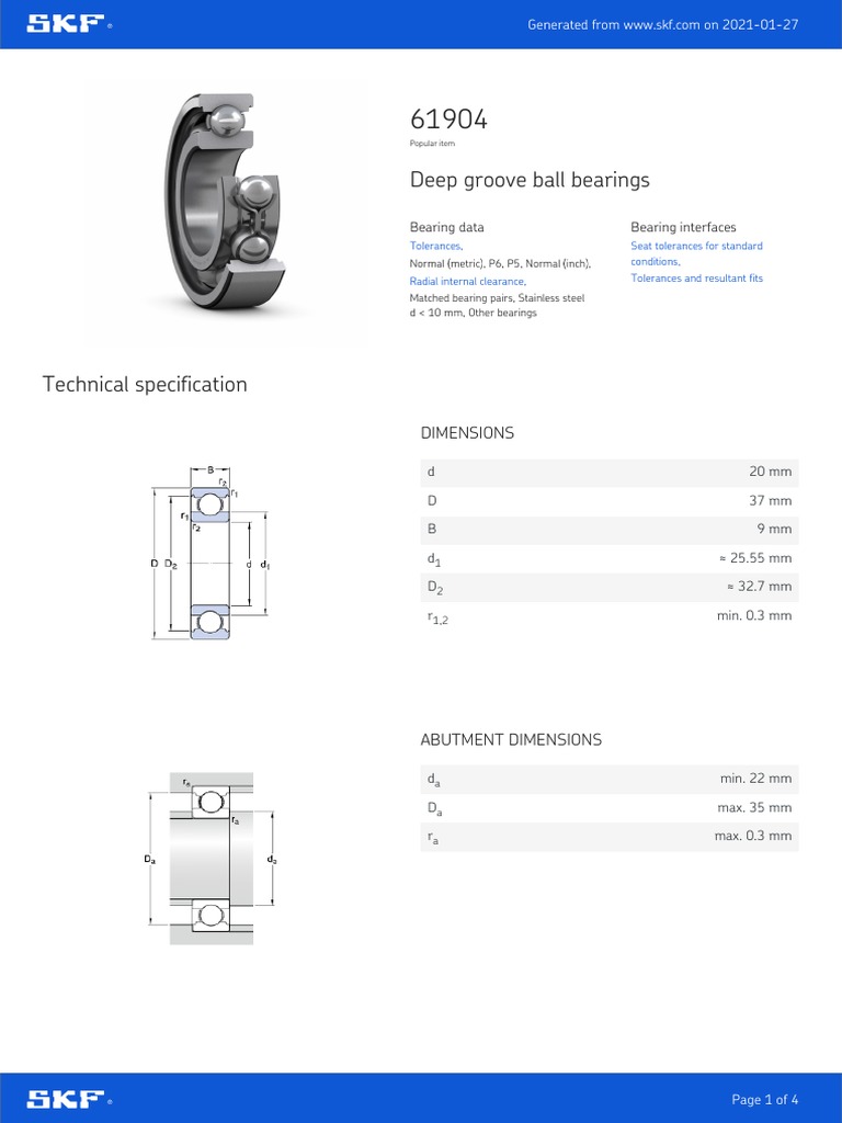 Deep Groove Ball Bearings Dimensions PDF License Bearing