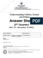 Answer Sheet UCSP 2nd Quarter