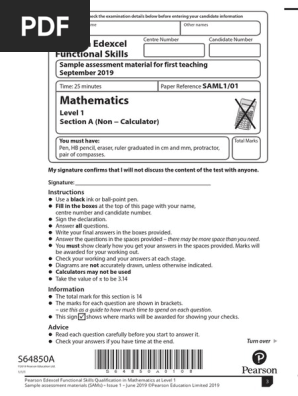 Revision- Level 1 Sample part A - Non Calculator (5) (1)