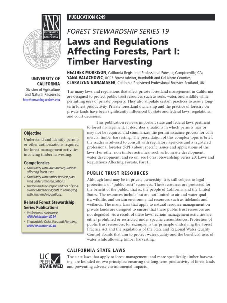 CA Forestry Laws PDF Endangered Species Act Of 1973 Clean Water Act
