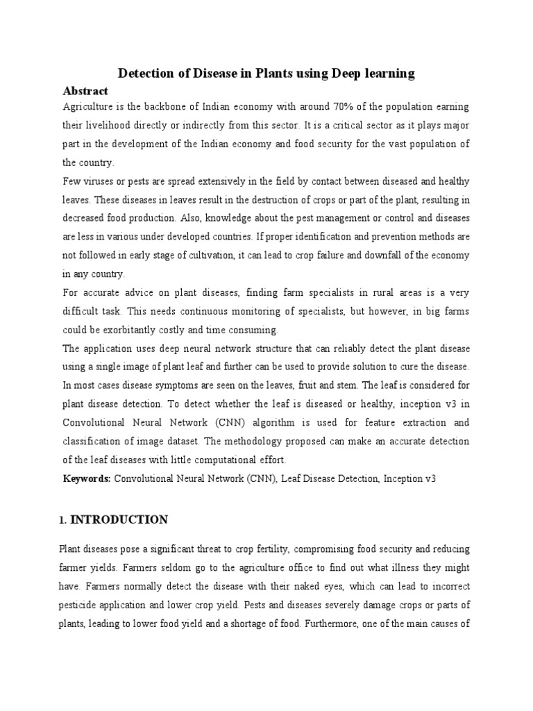 Deep Learning for Plant Disease Detection | PDF | Deep Learning ...