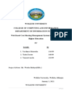 Wolkite University College of Computing and Informatics Department of Information Systems Web Based Cost Sharing Management System For Ethiopian Higher Education