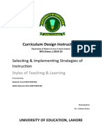 Curriculum Design Instructions: Selecting & Implementing Strategies of Instruction