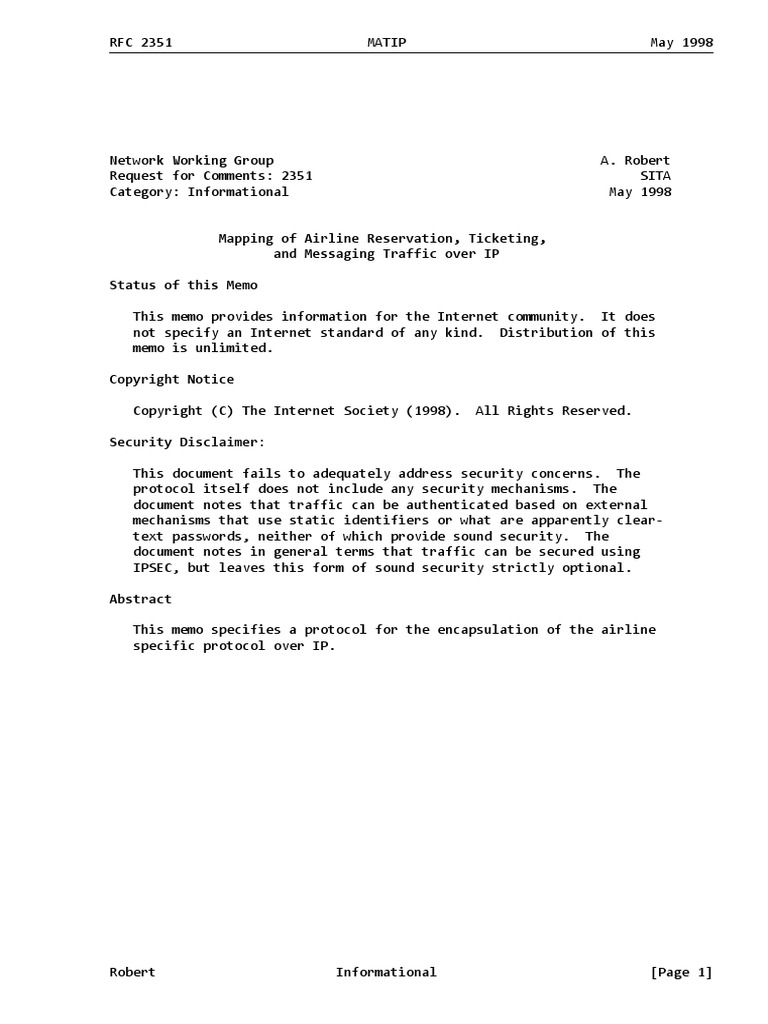 rfc2351 (MATIP) Eng | PDF | Internet Protocol Suite | Port (Computer ...