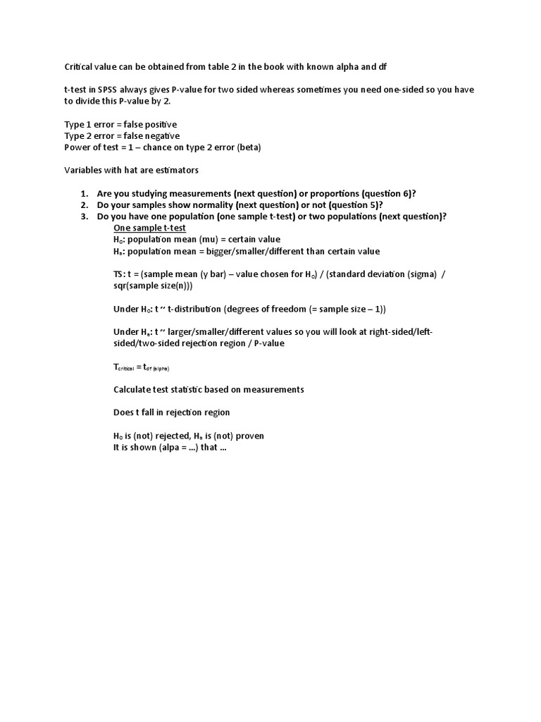 Statistical Tests and Analysis Guide | PDF | Errors And Residuals ...