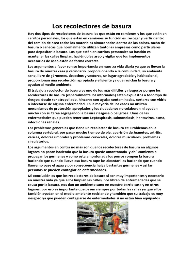 Importancia y riesgos de los recolectores de basura | PDF | Residuos ...