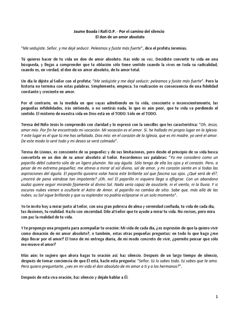 Por El Camino Del Silencio | PDF | Amor | Oración