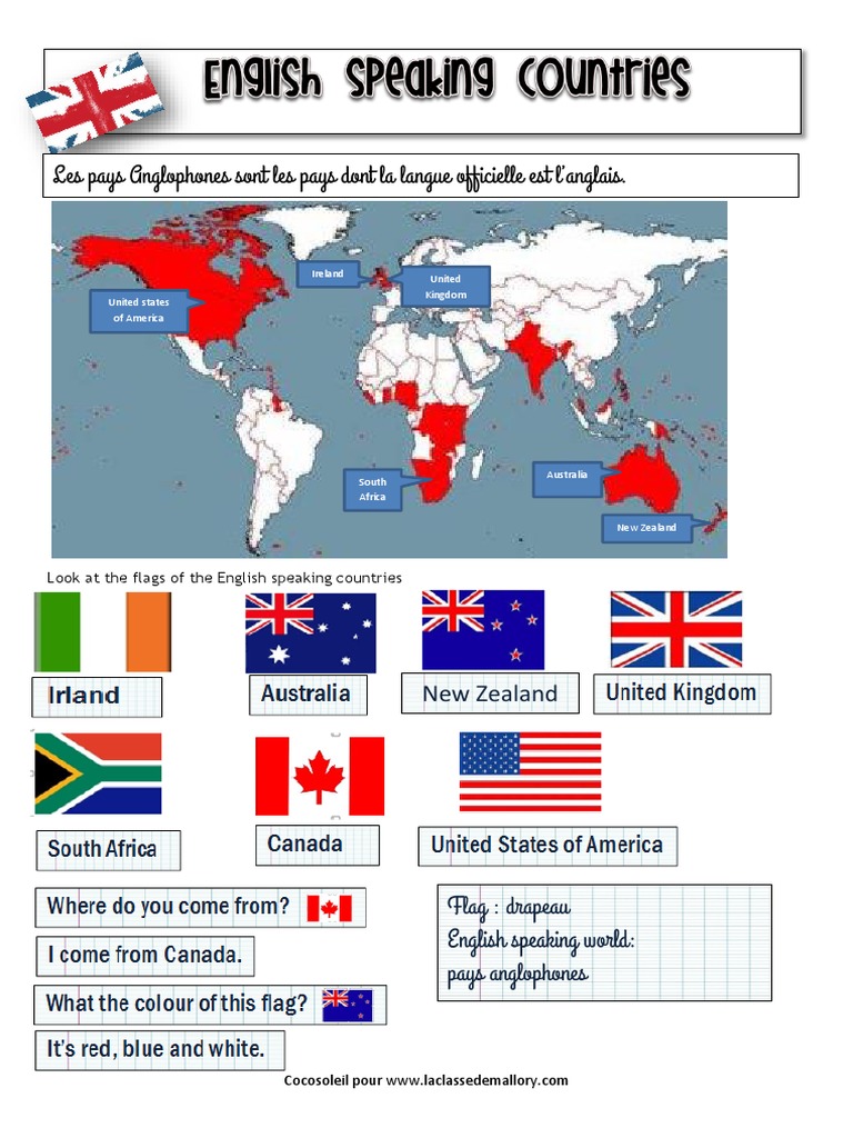 Map Of English Speaking Countries