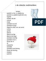 Lista Ampla de Obiecte Vestimentare