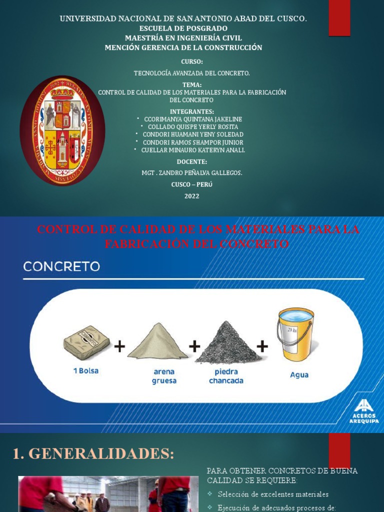 Control de Calidad del Concreto en Obra | PDF | Hormigón | Cemento