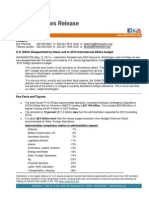 5-13-11 Statement On House Subcmte Budget Allocation