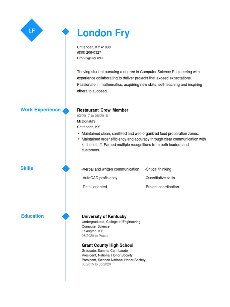 London Fry: Computer Science Student Profile | PDF | Art