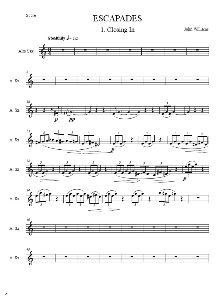 Alto Sax Sheet Music Escapades Score Pdf