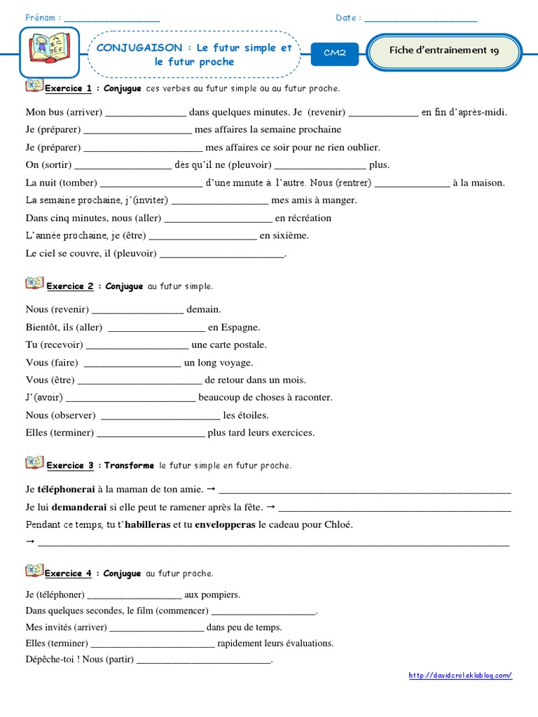 Futur Simple Exercices à Imprimer Fiche 19 Futur Simple Et Futur Proche | PDF | Conjugaison