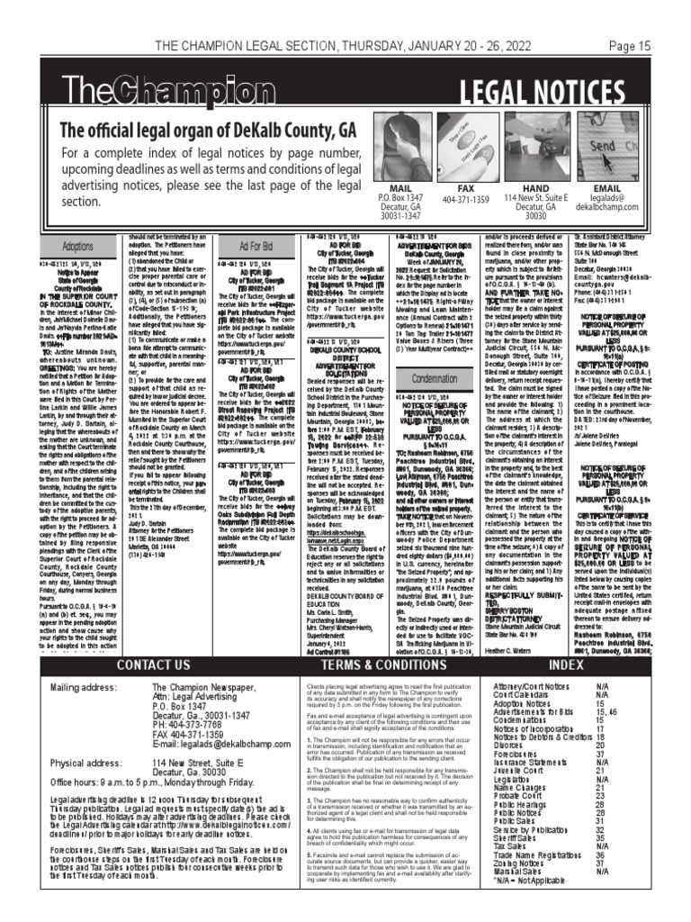 The Champion Legal Ads 01-20-22 PDF Foreclosure Justice image