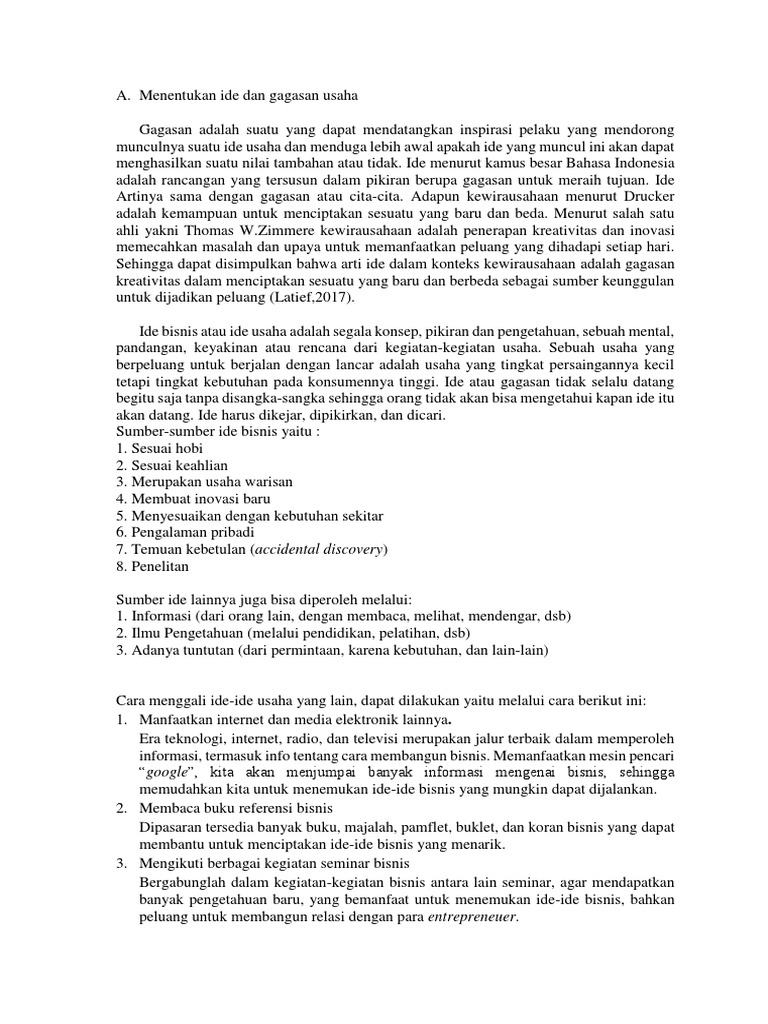 Menentukan Ide Dan Gagasan Usaha | PDF