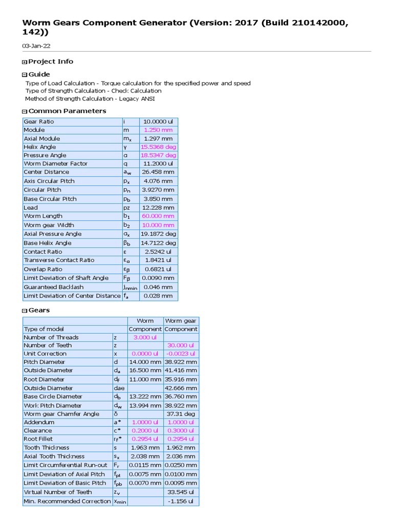Worm Gears Component Generator PDF Gear Mechanical Engineering