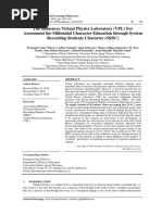 The Influences Virtual Physics Laboratory (VPL) For Assessment The Millennial Character Education Through System Recording Students Character (SRSC)