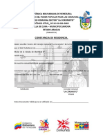 Consejo Comunal La Coromoto Formato 4 Carta de Residencia