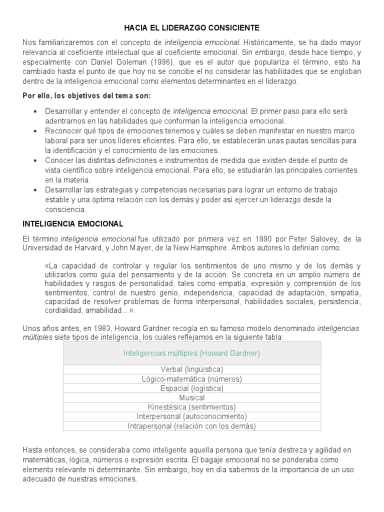 Inteligencia Emocional en el Liderazgo | PDF | Las emociones ...