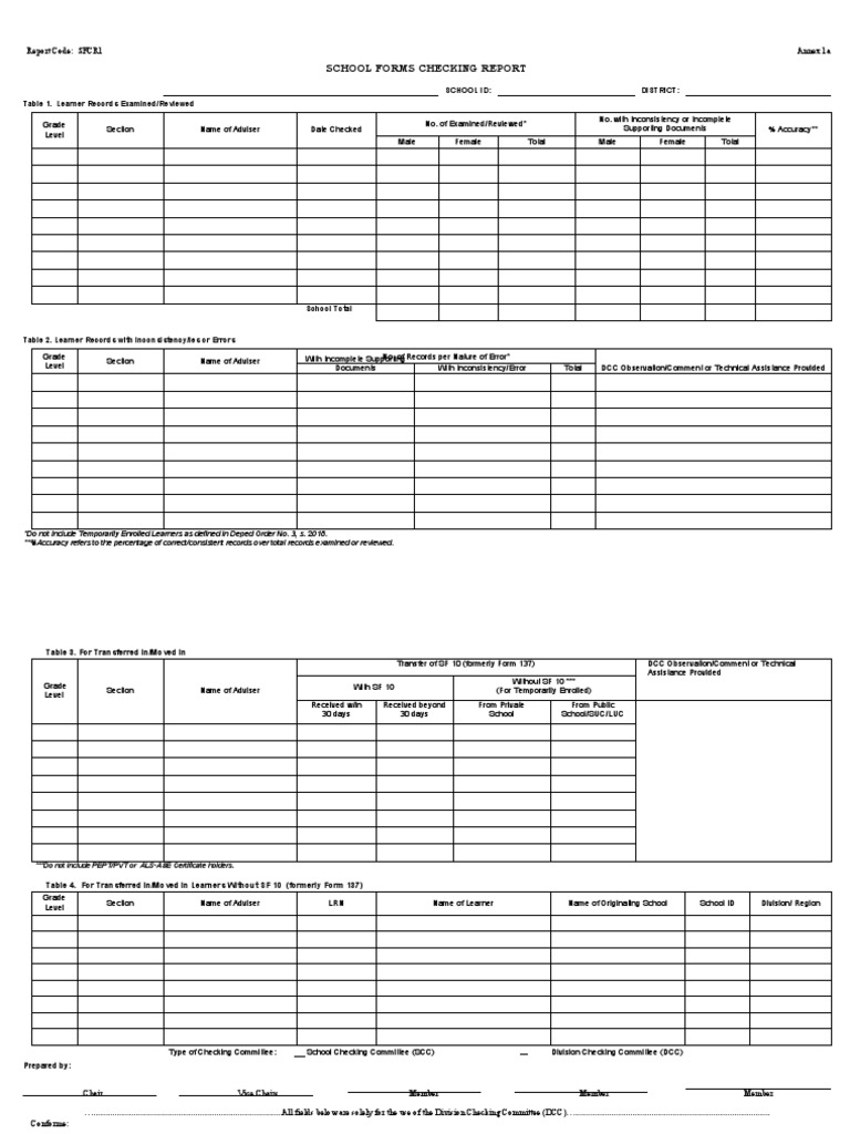 School Form Checking Report PDF
