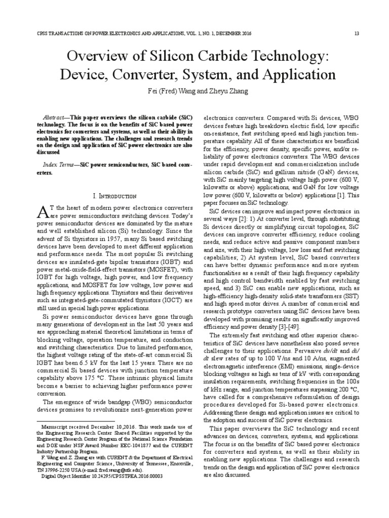 Overview of Silicon Carbide Technology Benefits for Power Electronics ...