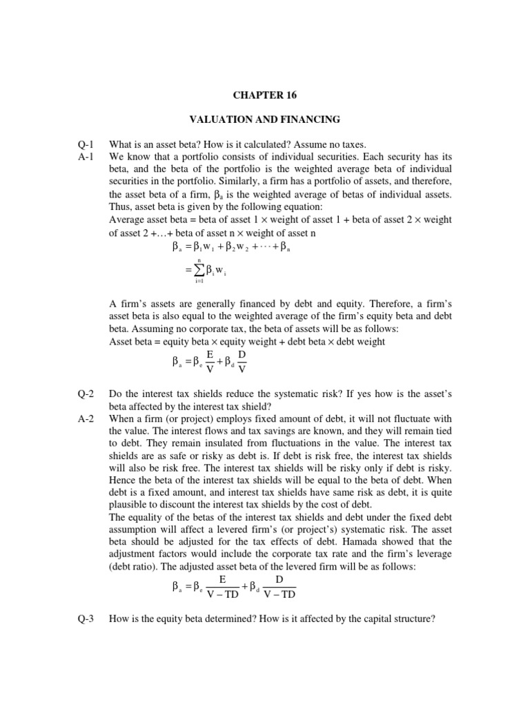 Asset Beta and Cost of Capital | PDF | Cost Of Capital | Book Value
