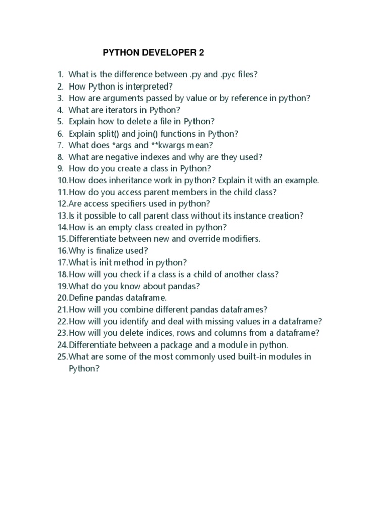 Python Developer Interview Questions | PDF
