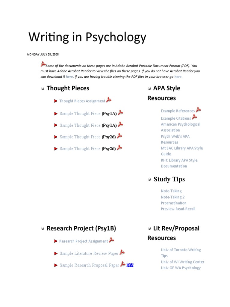 Psychology Writing Resources Guide | PDF | Apa Style | Applied Psychology