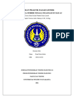 Laporan Praktik Dasar Listrik: Beban RLC Pada Sumber Tenaga Tegangan DC Dan Ac