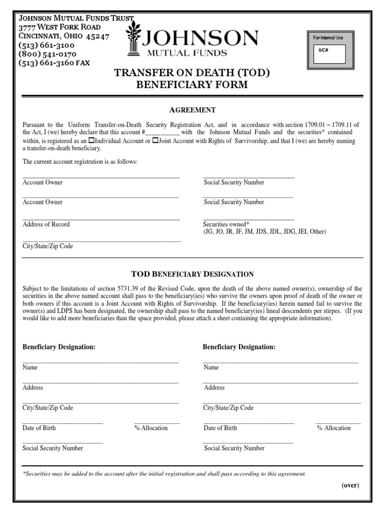 Transfer-on-Death Beneficiary Form | PDF | Notary Public | Civil Law ...