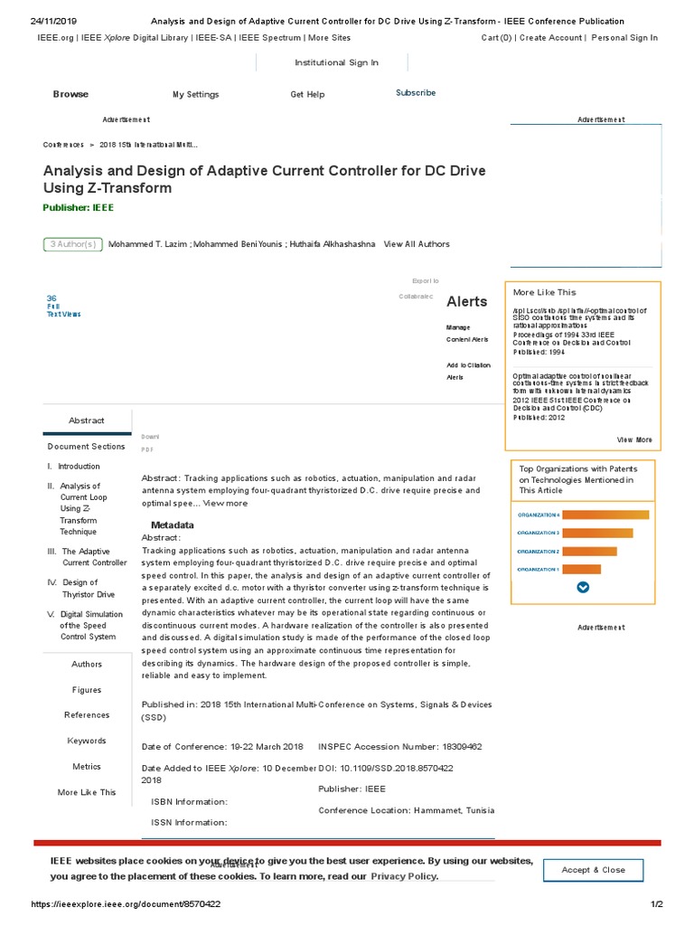 Analysis and Design of Adaptive Current Controller For DC Drive Using Z ...