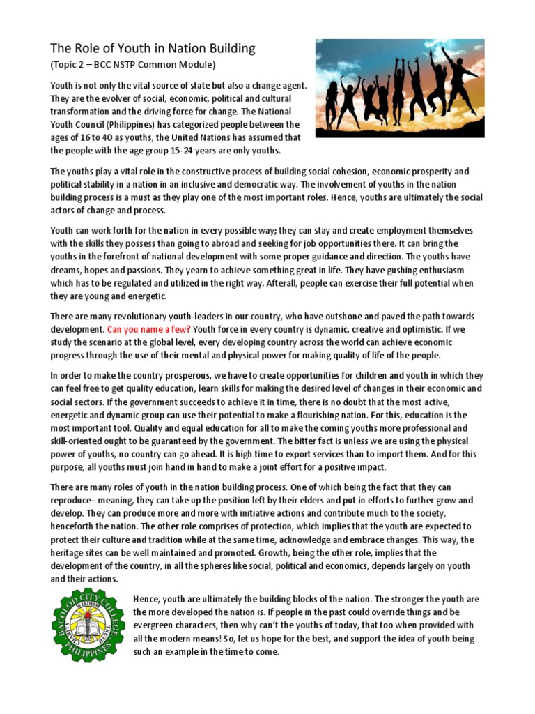 The Role of Youth in Nation Building | PDF | Economies