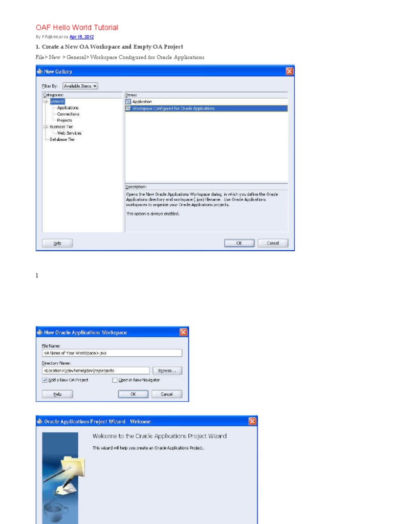 OAF Hello World Tutorial Guide | PDF | Software | Software Development