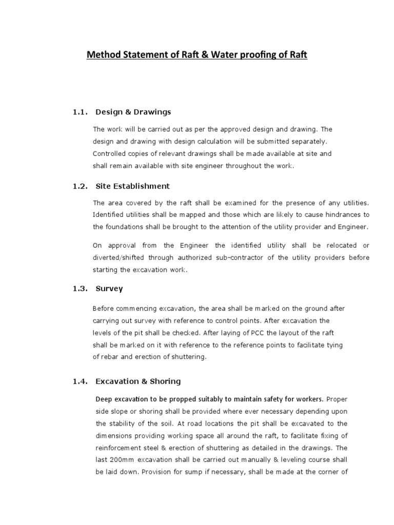 Raft Foundation Waterproofing Method | PDF | Concrete | Materials