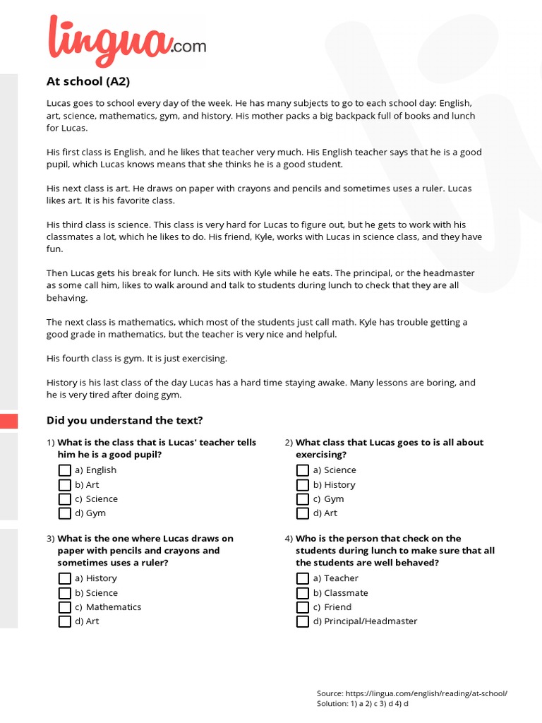 Lucas's School Day Overview | PDF