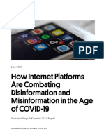 How Internet Platforms Are Combating Disinformation and Misinformation in The Age of COVID-19