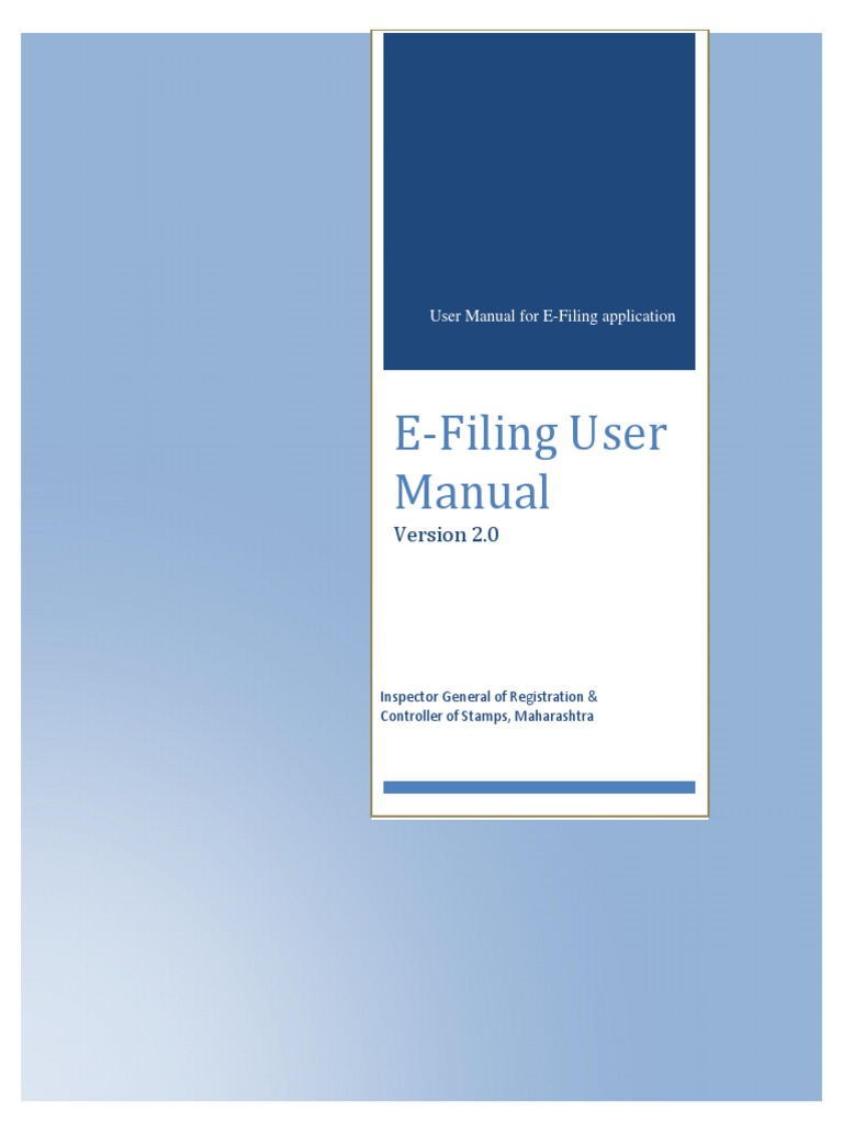 User Manual For E Filing Application Pdf Mortgage Law Login