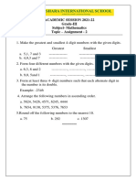 Academic Session 2021-22 Grade-III Subject-Mathematics Topic - Assignment - 2