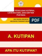 Kaidah Penulisan Kutipan, Catatan Kaki Dan Daftar Pustaka