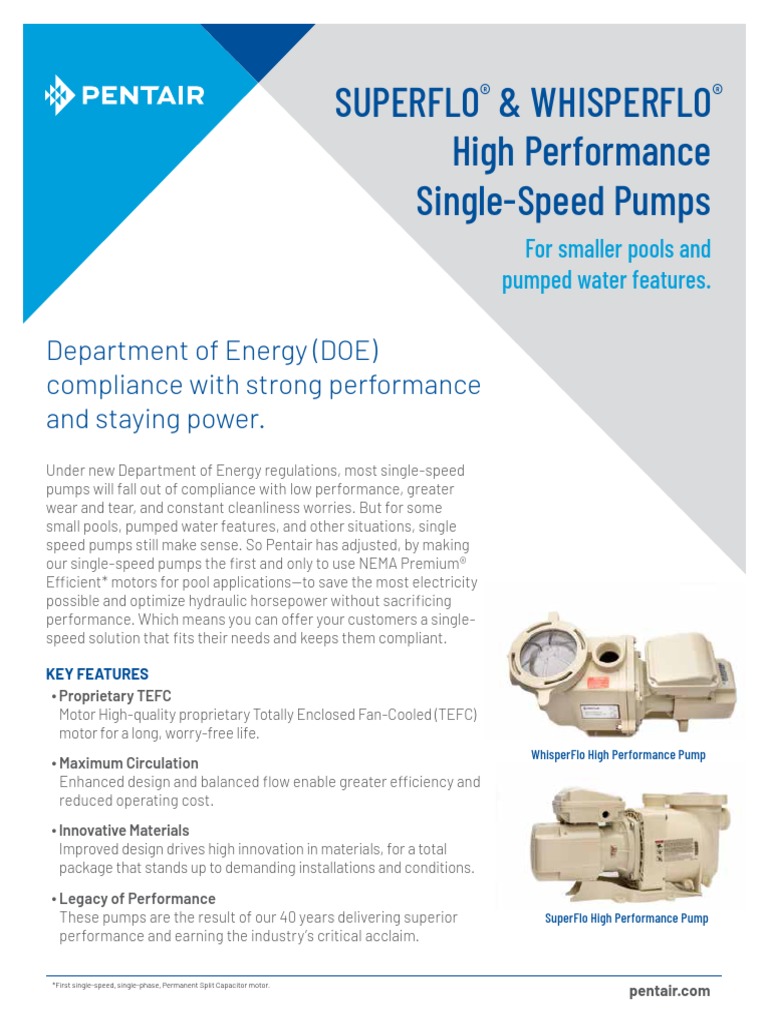 Superflo Whisperflo Single Speed Pump Brochure | PDF | Pump | Electric ...